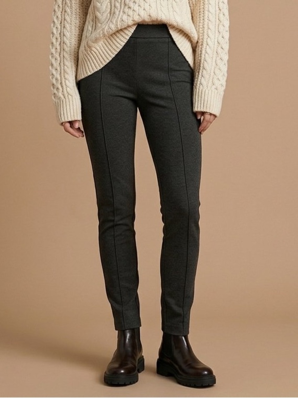 J.Crew Charcoal Grey Pixie Stretch Ponte Pants M Back Zip
